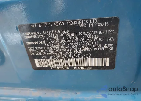 2016 Subaru Crosstrek 2.0I Premium from USA, damaged, VIN JF2GPABC3G8205302